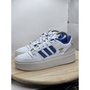 Women Size 7 - Adidas Forum Bonega White Royal Blue Casual Platform Shoes GX4414